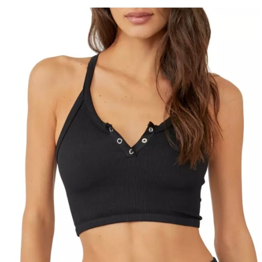 Free People Women's Free Throw Henley Shirt in black - various sizes